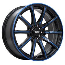 15X6.0 5X114.3 A-TEAM ET42 60' CB73.1 GLOSS BLACK - BLUE LINE
