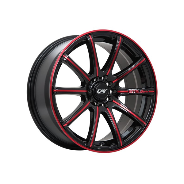 15X6.0 5X114.3 A-TEAM ET42 CB73.1 GLOSS BLACK RED LINE