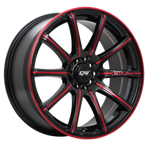 16X6.5 5X100 A-TEAM ET39 CB73.1 GLOSS BLACK RED LINE