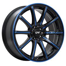 16X6.5 5X114.3 A-TEAM ET42 60' CB73.1 GLOSS BLACK - BLUE LINE