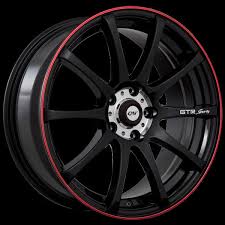 17X7.0 5X114.3 BOOST  ET39  CB73.1 GLOSS BLACK - RED LINE