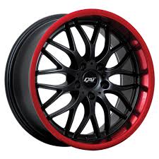 17X7.5 5X114.3 PASSION ET45 CB 73.1 BLACK WITH RED LIP