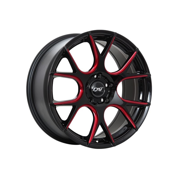 17X7.5 5X114.3 VENOM ET42 60' CB73.1 GLOSS BLACK - RED MILLING