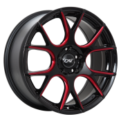 18X8.0 5X108 VENOM ET45 60' CB63.4 GLOSS BLACK - RED MILLING