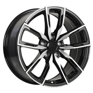 18x8.5 5x112 Replica 157 ET35 Gloss Black Mach Face. CB66.6 Conical