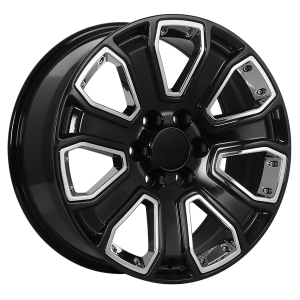 22x9.0 6x139.7 Replica 146 ET31 Gloss black with Chrome Inserts CB78.1 60'
