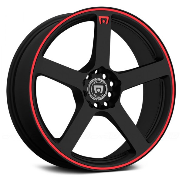 MOTEGI MR116 18X8 5X114.3/120 MATTE BLACK W/RED STRIPE ET35 CB74.1