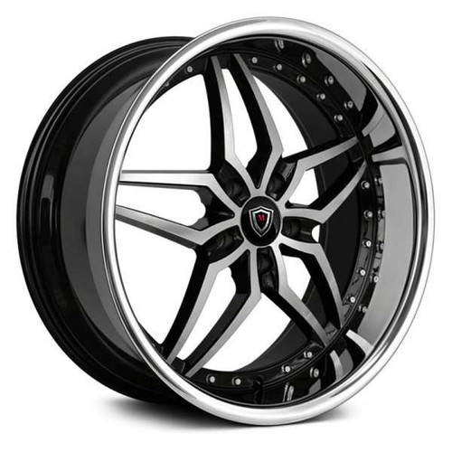 MARQUEE - 22X9 5X114.3  5331A  CB73.1 ET32 BLACK POLISH/ STAINLESS STEEL LIP